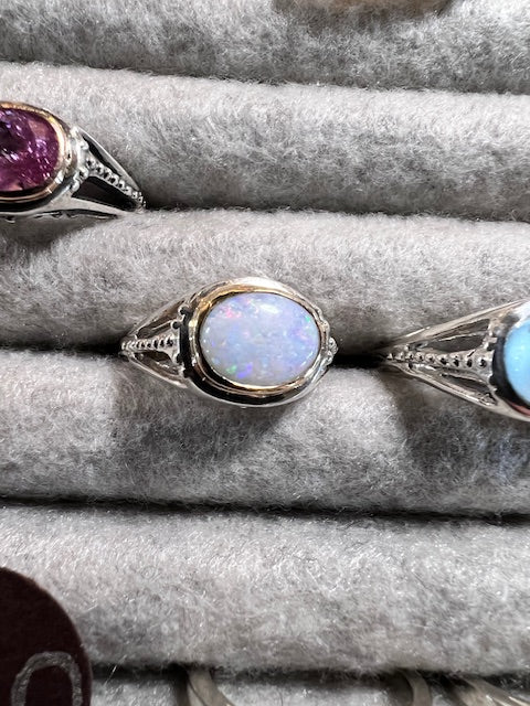 RING - Opal 14k/SS- Size 6 - Frank Goss