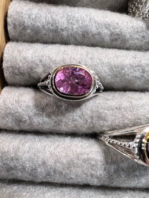 RING - Tourmaline 14k/SS- Size 8 - Frank Goss