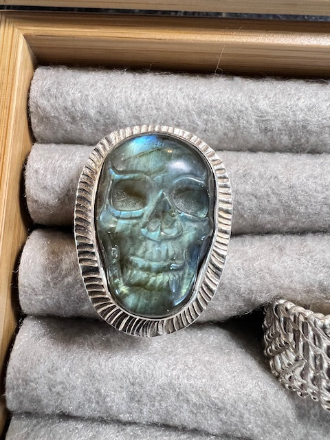 RING - Labradorite Skull SS - Size 11 - Frank Goss
