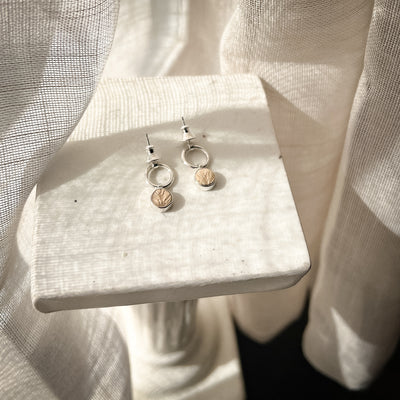 Sterling Silver & Brass Wheat Patterned Stud Earrings