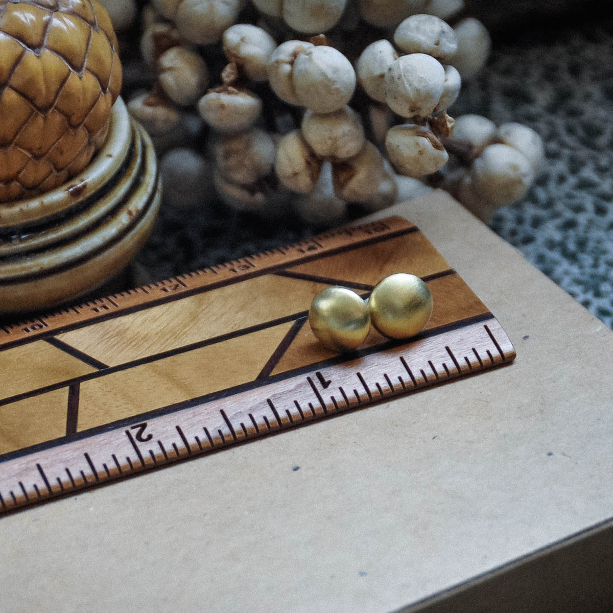 Bottone Stud Earrings - Matte Brass