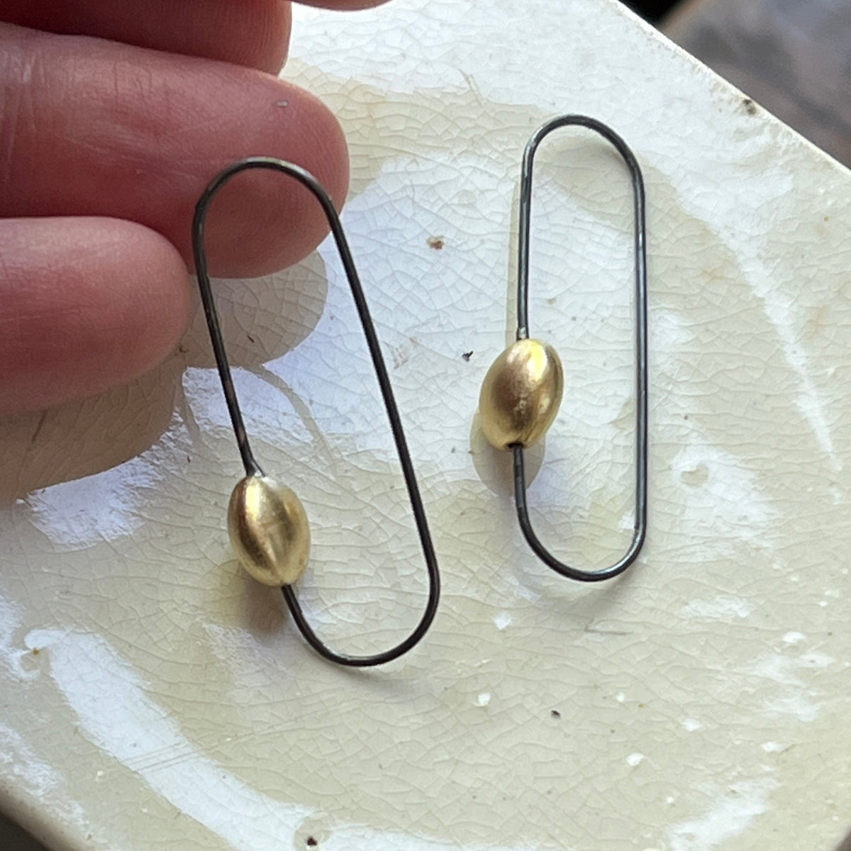 Infinita Drop Earrings - Matte Brass